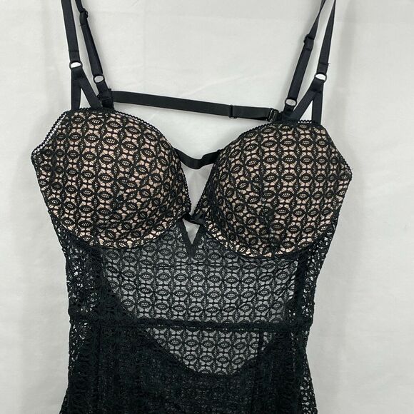 Victoria Secret Lace Corset bustier garter straps sz 36C padded bra allover lace - Picture 3 of 16